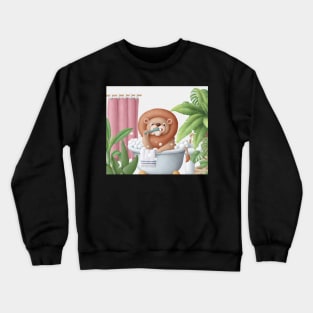 Cute Lion in bath tub Crewneck Sweatshirt